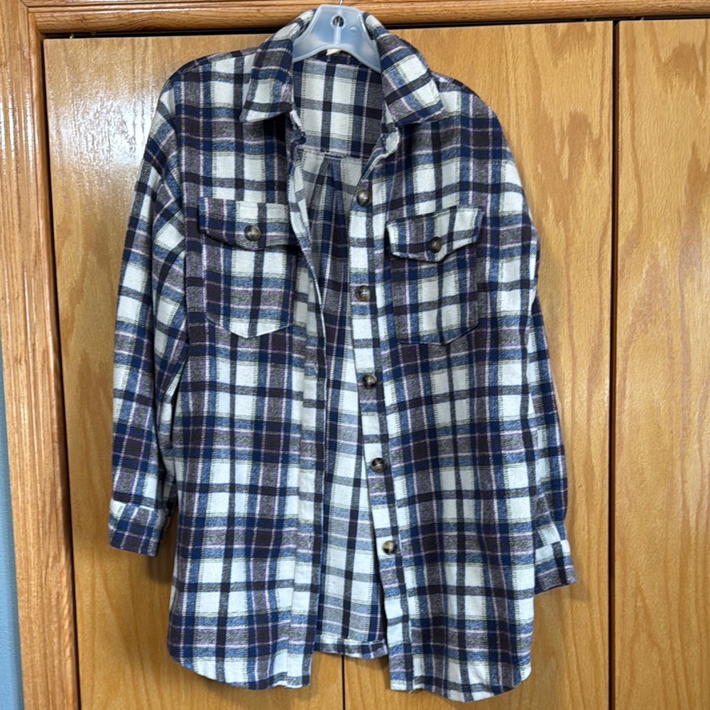 Plaid Button-Up Flannel Shirt